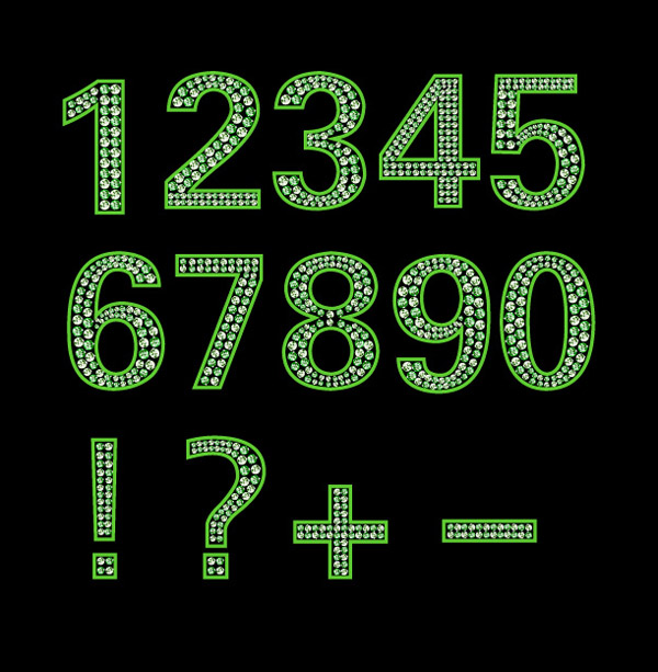 600x613 Diamond Letters And Numbers Green