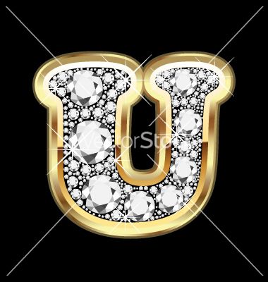 380x400 Letter U Gold And Diamond On Vectorstock Huruf Diamond Vector