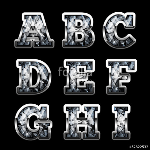 500x500 Silver Diamond Letters Set