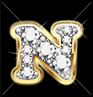 380x400 Letter N Letter N Gold And Diamond Vector Art