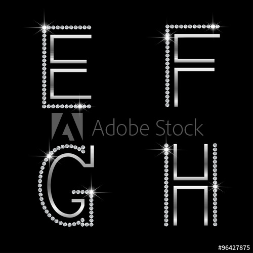 500x500 Vector Of Diamond Letters E, F, G, H