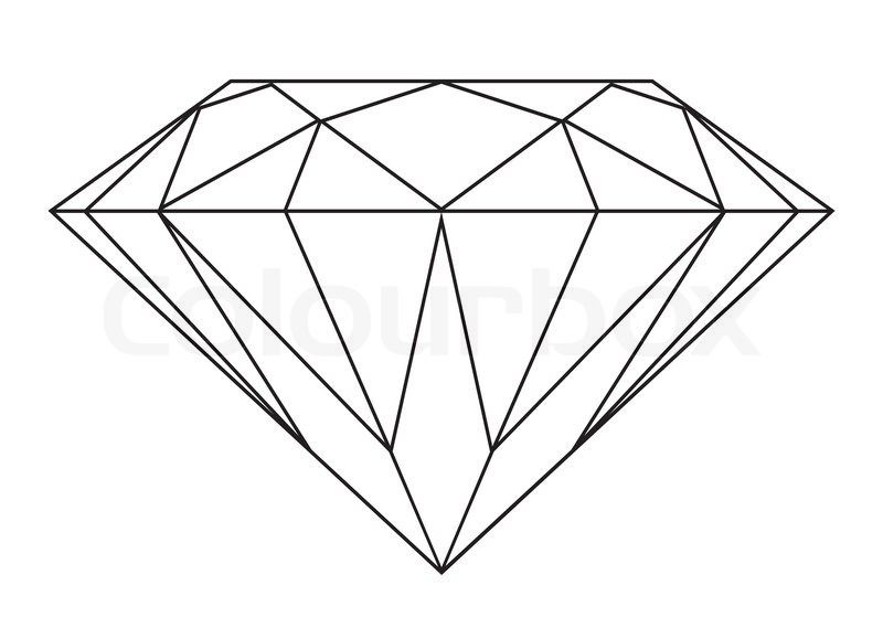 800x569 Stock Vector Of 'simple Black And White Diamond Outline Icon