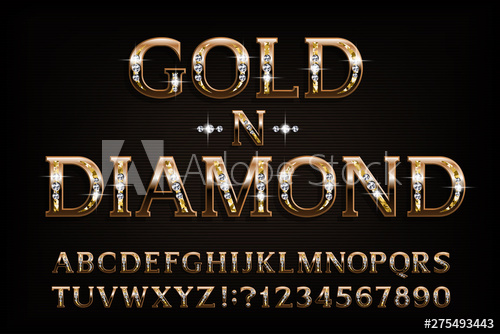 500x334 Gold N Diamond Alphabet Font Serif Golden Letters And Numbers