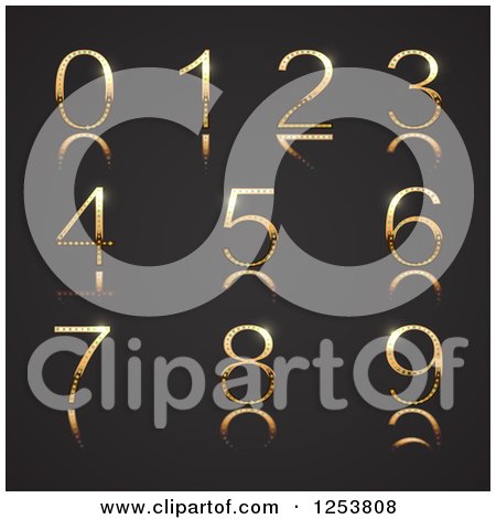 450x470 Clipart Of A Gold And Diamond Numbers On Black