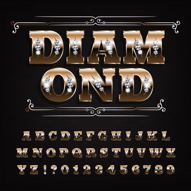 612x612 Diamond Alphabet Font Ornate Golden Letters And Numbers