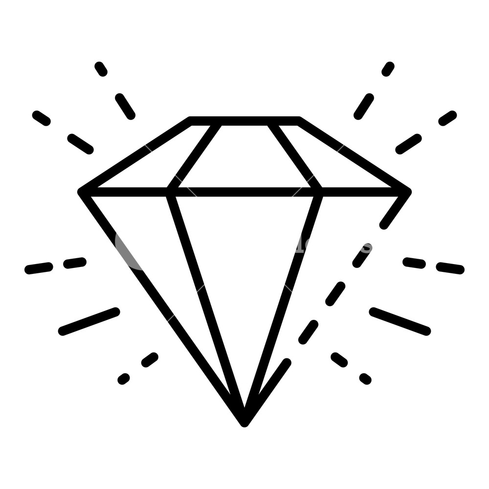 1000x1000 Diamond Icon Outline Diamond Vector Icon For Web Design Isolated