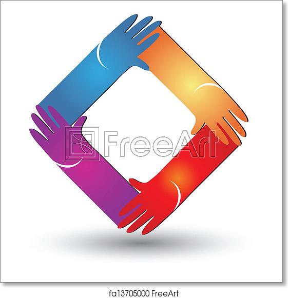 561x581 Free Art Print Of Hands In Diamond Shape Logo Vector Freeart