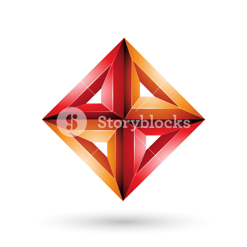 1000x1000 Vector Illustration Of Orange And Red Geometrical Embossed