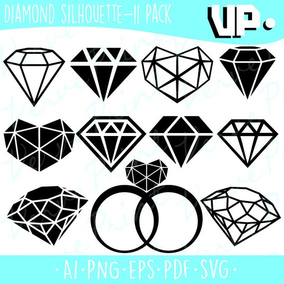 570x570 Diamond Silhouette Pdf Cutting File, Diamond Wedding