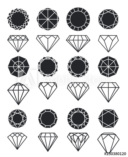 408x500 Diamond Or Brilliants Icons Set Line And Silhouette Diamonds