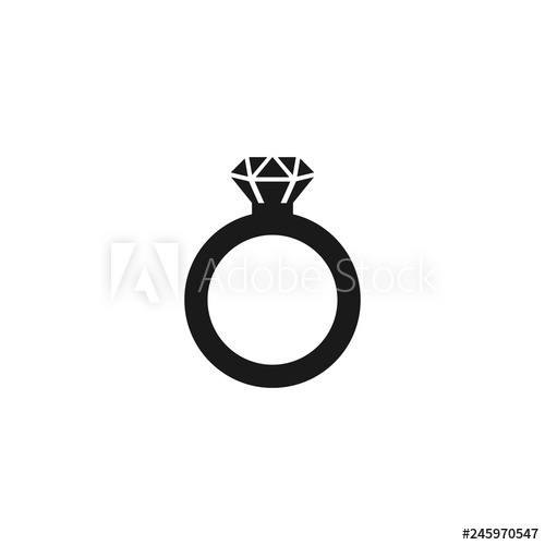 500x500 Engagement Diamond Ring Simple Vector Icon Wedding Ring Diamond