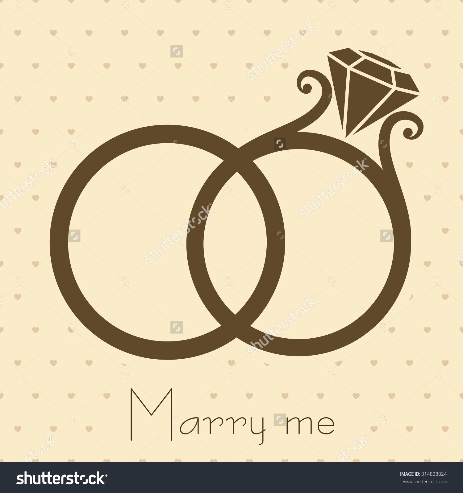 1500x1600 Wedding Rings With Diamond Silhouette On A Background With Hearts