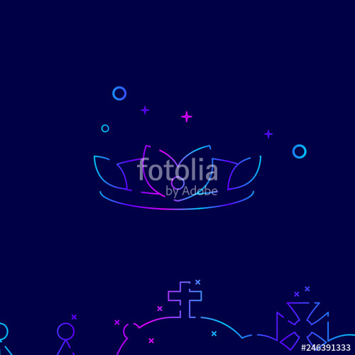 500x500 Diamond Tiara Vector Line Icon, Symbol, Pictogram, Sign On A Dark