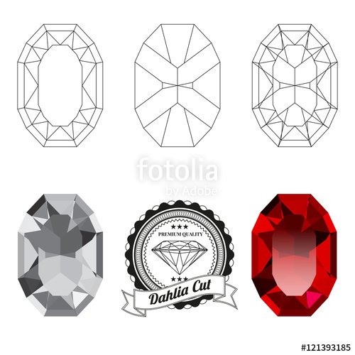 500x500 Set Of Dahlia Cut Jewel Views Isolated On White Background
