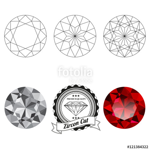 500x500 Set Of Zircon Cut Jewel Views Isolated On White Background
