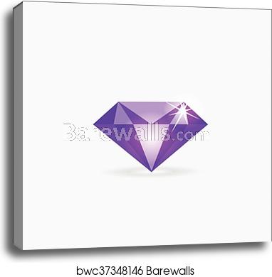 382x390 Diamond Vector Icon, Jewelry Logo, Gem Stone Isolated, Canvas
