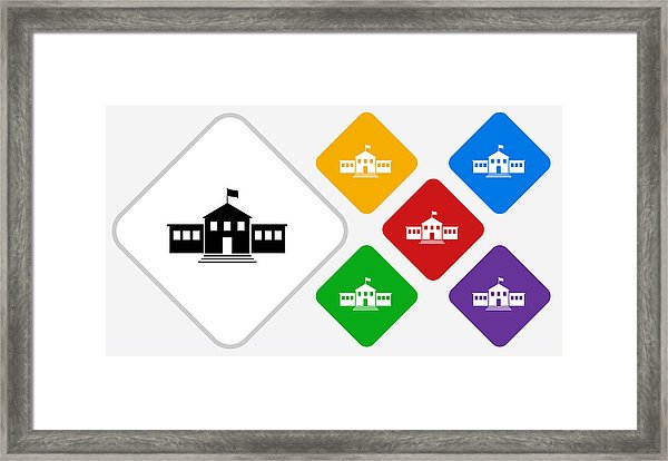 600x414 School Building Color Diamond Vector Icon Framed Print