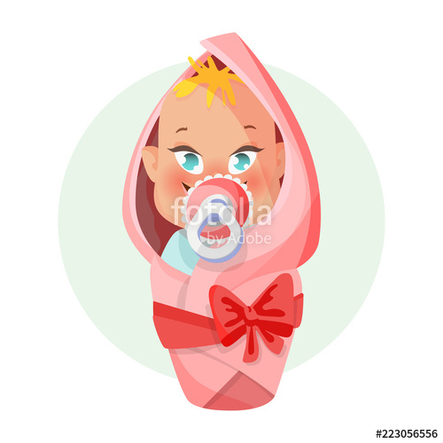 Baby With Pacifier Newborn Girl Is Wrapped In A Diaper Vector 500x500 Baby With Pacifier Newborn Girl Is Wrapped In A Diaper Vector