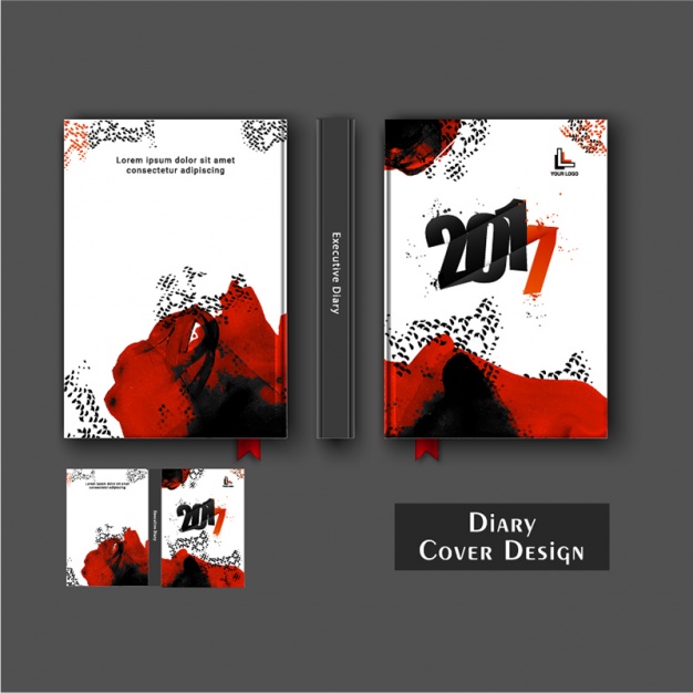 626x626 Diary Cover Design With Black And Red Stains Vector Premium Download