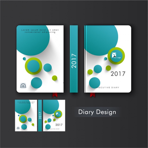626x626 Diary Cover With Blue And Green Circles Vector Premium Download