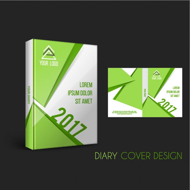626x626 Diary Cover With Green Geometric Shapes Vector Premium Download