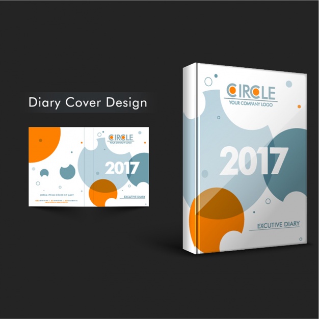 626x626 Diary Cover With Orange Circles Vector Premium Download