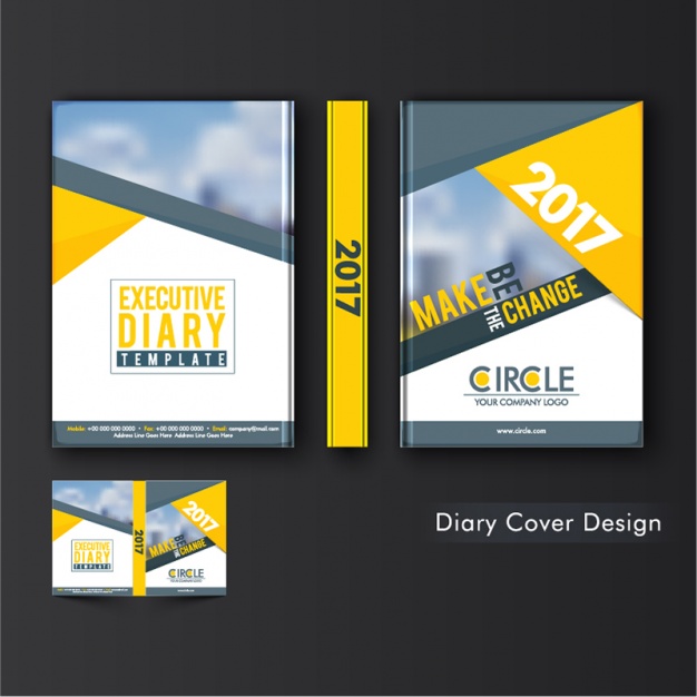 626x626 Geometric Diary Cover With Yellow Shapes Vector Premium Download