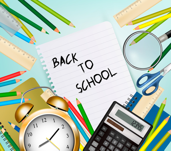600x528 Back To School Background With Supplies Vector Free Download