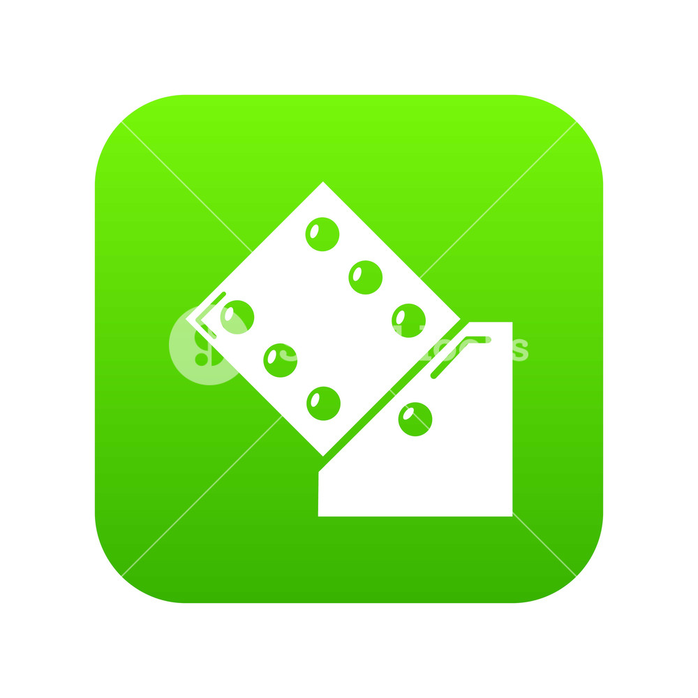 1000x1000 Dice Icon Green Vector Isolated On White Background Royalty Free