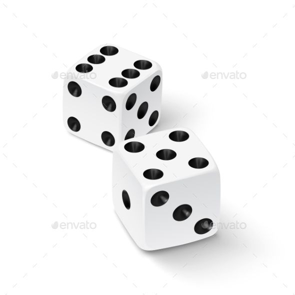 590x590 Realistic White Dice Icon Isolated On White Background Vector