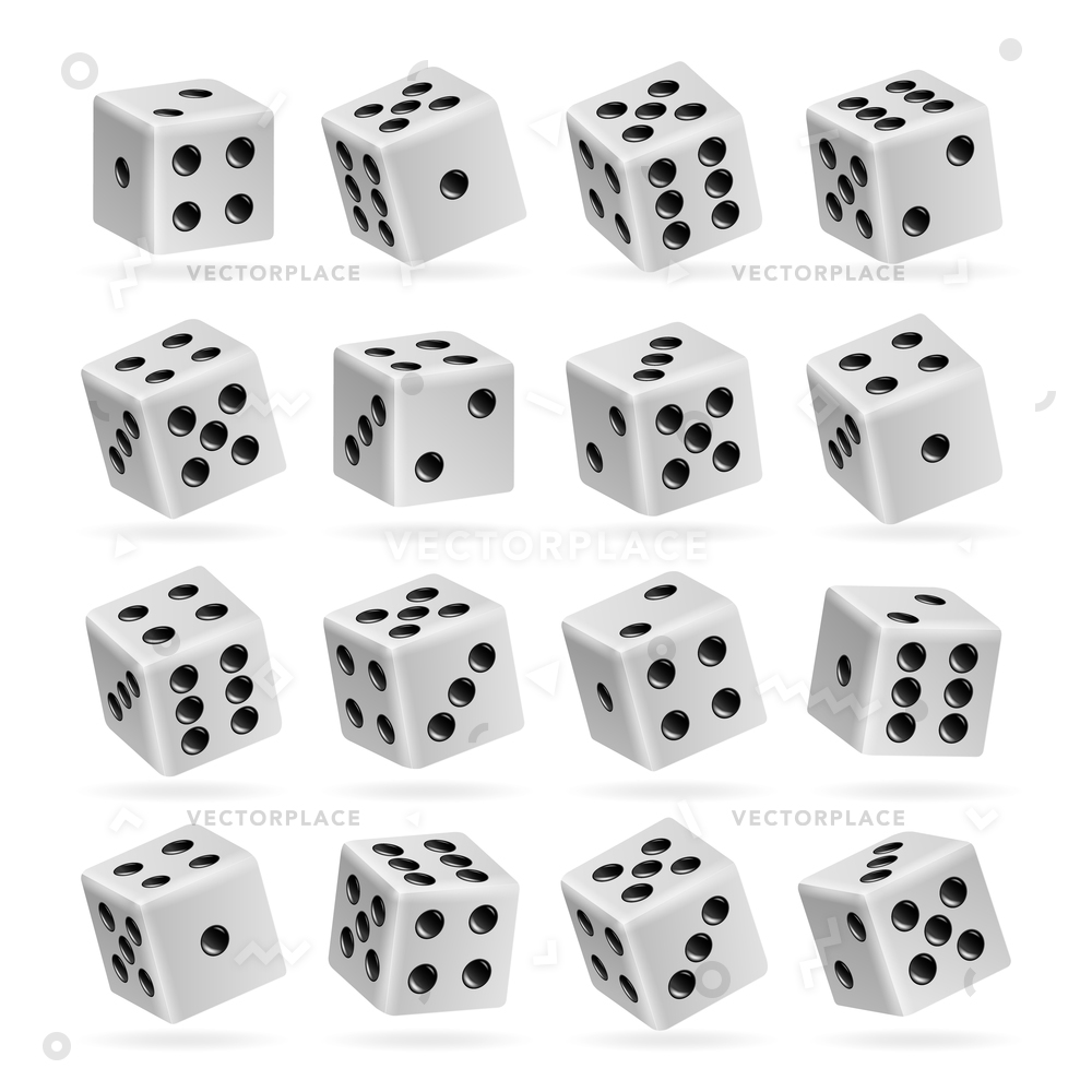 Playing Dice Set Realistic Cubes Vector Illustration 1000x1000 Playing Dice Set Realistic Cubes Vector Illustration