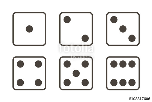 500x334 Outlined Black And White Dice Icons Six Dice Vector Illustration