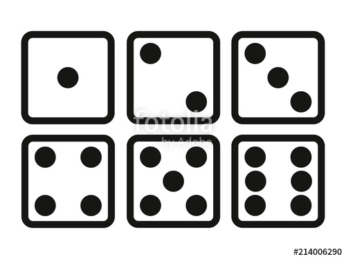 500x375 Set Of Dice Line Icon On White Background Six Dice Vector