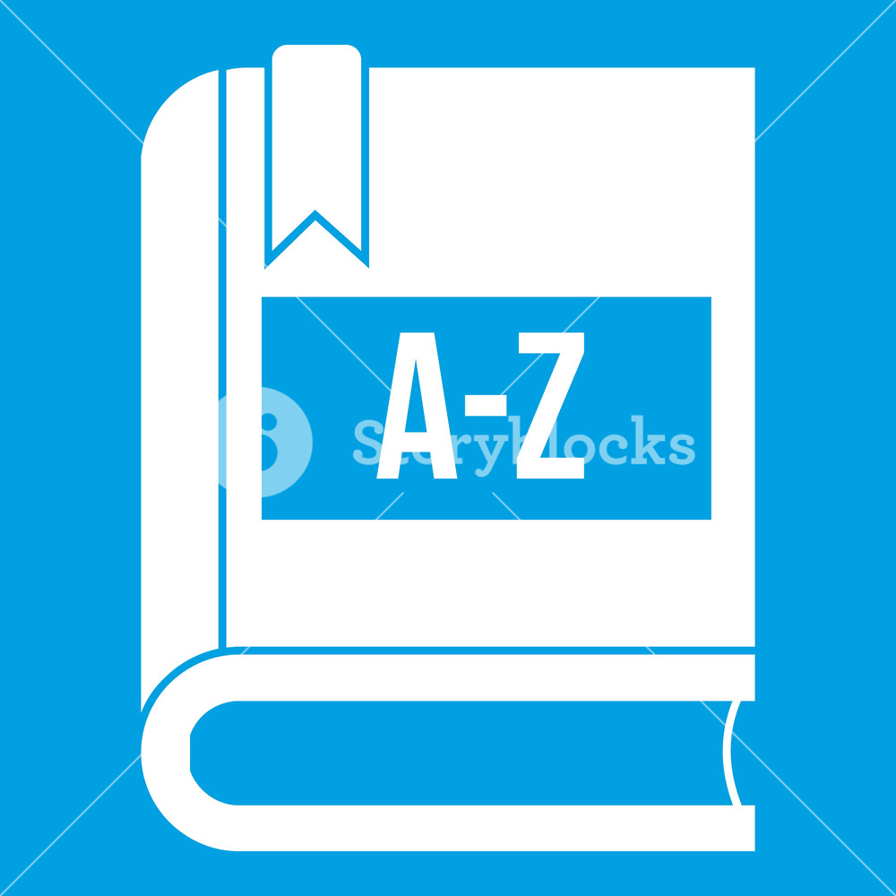 1000x1000 Dictionary Book Icon White Isolated On Blue Background Vector
