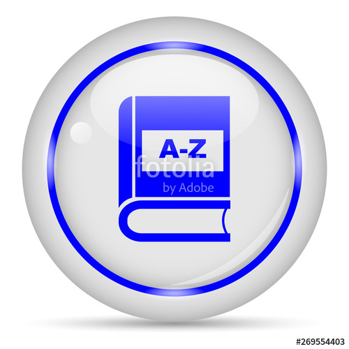 500x500 Dictionary Icon White Glossy Round Vector Icon