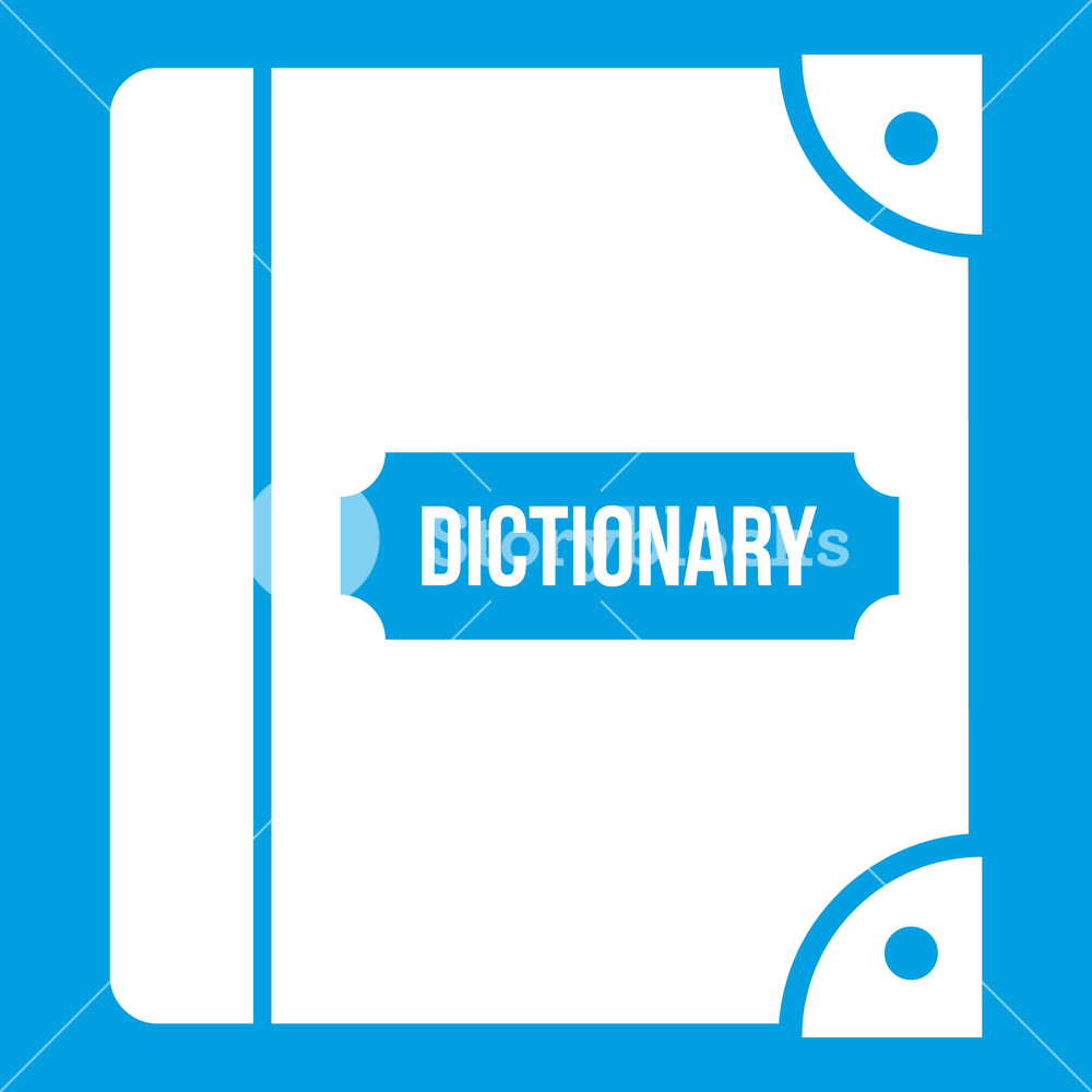1000x1000 English Dictionary Icon White Isolated On Blue Background Vector