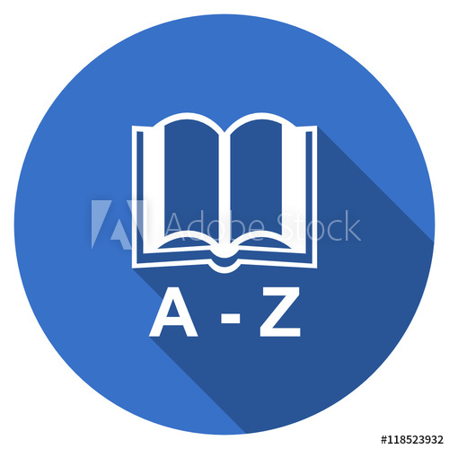 500x500 Flat Design Blue Web Dictionary Vector Icon