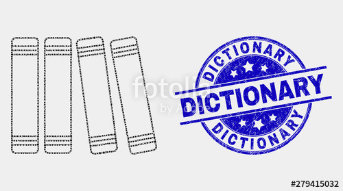 500x279 Pixelated Books Mosaic Icon And Dictionary Seal St Blue Vector