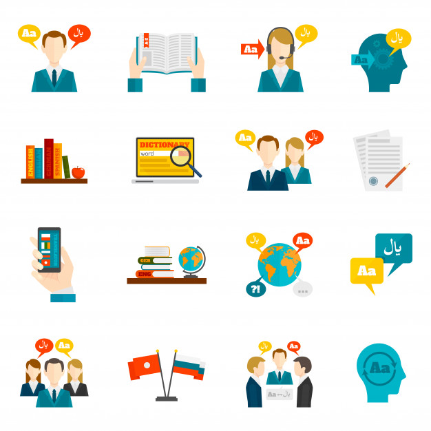 626x626 Translation And Dictionary Icons Set Vector Free Download