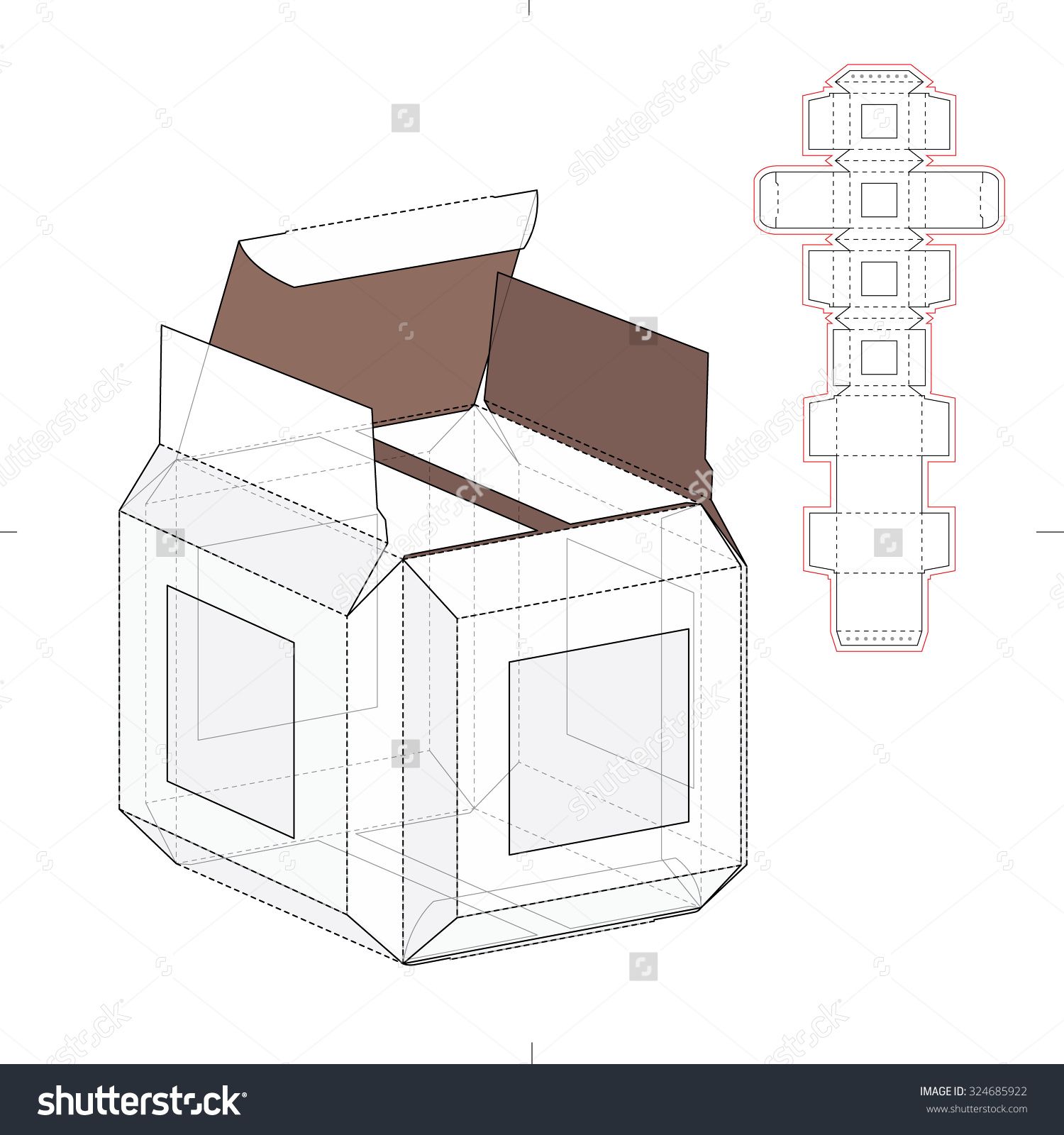 Double Wall Box With Extra Gussets And Die Cut Template Stock 1500x1600 Double Wall Box With Extra Gussets And Die Cut Template Stock
