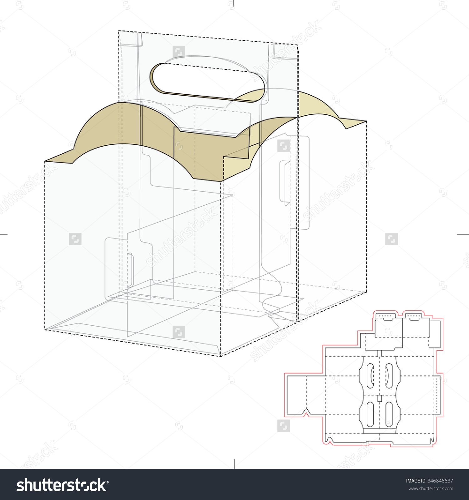 Empty Box Carrier With Dividers And Die Cut Template Stock Vector 1500x1600 Empty Box Carrier With Dividers And Die Cut Template Stock Vector