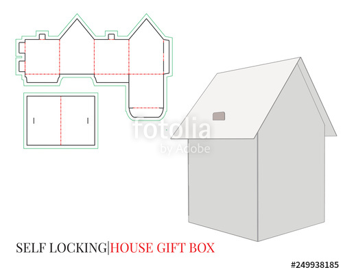 House Box Template, Vector With Die Cut Laser Cut Layers Gift 500x397 House Box Template, Vector With Die Cut Laser Cut Layers Gift