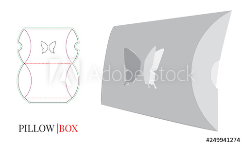Pillow Box, Vector With Die Cut Laser Cut Layers Butterfly 500x298 Pillow Box, Vector With Die Cut Laser Cut Layers Butterfly