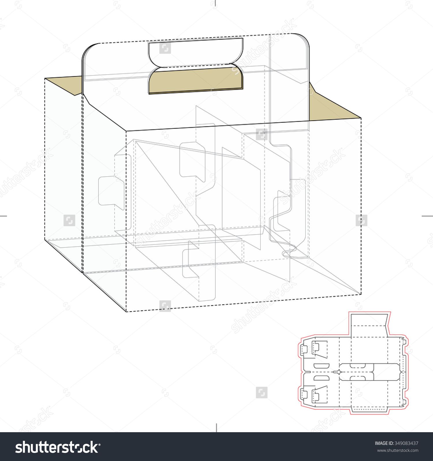 Carrier Box With Die Cut Template Stock Vector Illustration 1500x1600 Carrier Box With Die Cut Template Stock Vector Illustration