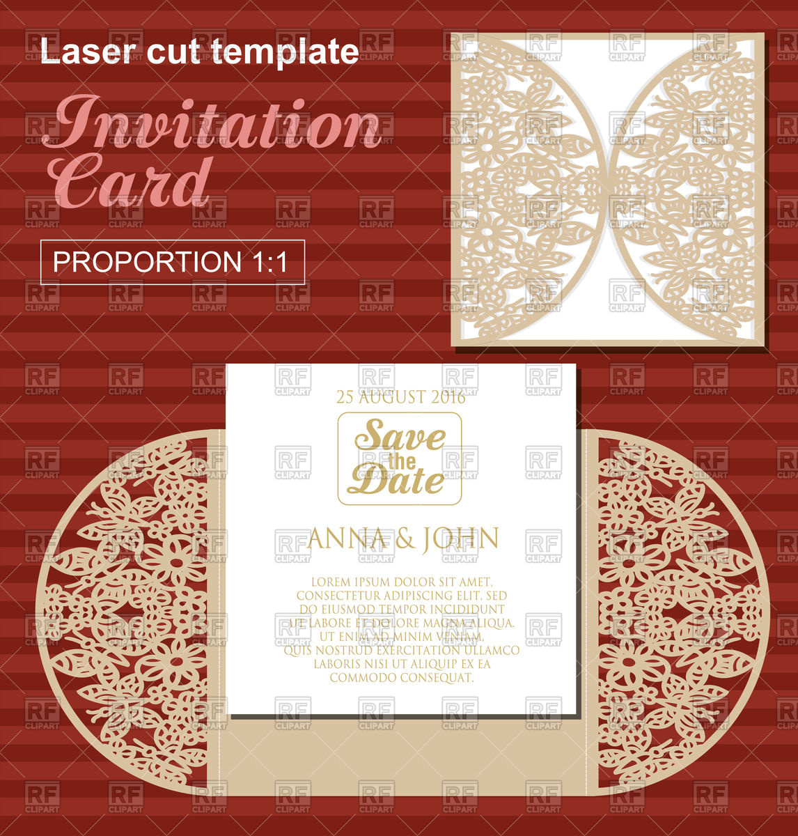 1146x1200 Die Laser Cut Wedding Card Template
