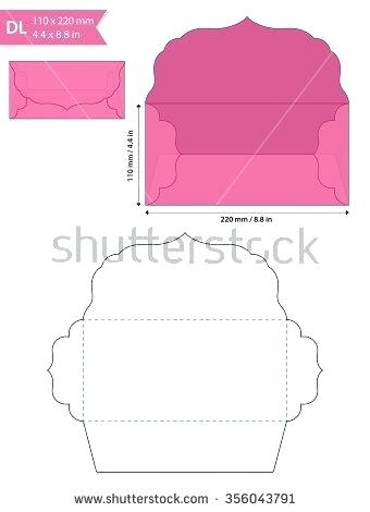 340x470 Envelope Flap Template Die Cut Vector With Swirly Euro Liner