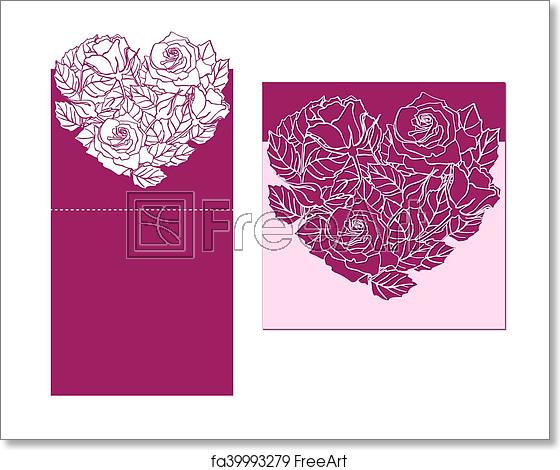 560x470 Free Art Print Of Laser Cut Vector Card Temlate With Rose Heart