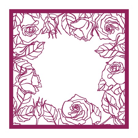 450x450 Laser Cut Vector Rose Square Frame Cutout Pattern Silhouette