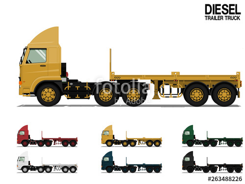 500x375 Isolated Empty Diesel Semi Trailer Truck Ft On Transparent