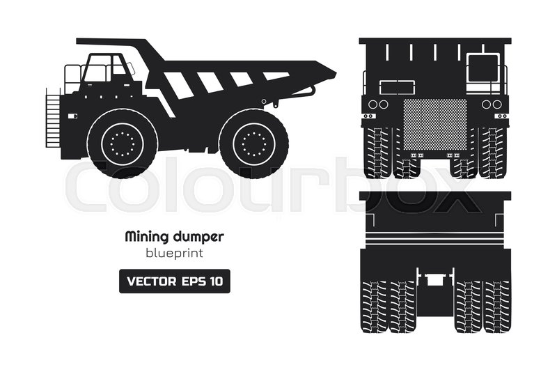 800x534 Silhouette Of Mining Dumper On White Stock Vector Colourbox